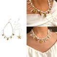 thumbnail image 2 of Summers Beach Styles Stackable Necklace With Starfishes Shell Coral Beads Stainless Steel Adjustable Chain For Casual Outfits, 2 of 8