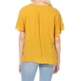 thumbnail image 3 of Women's Casual Flowy Short Flutter Sleeve Round Neck Key Hole Blouse Top, 3 of 6