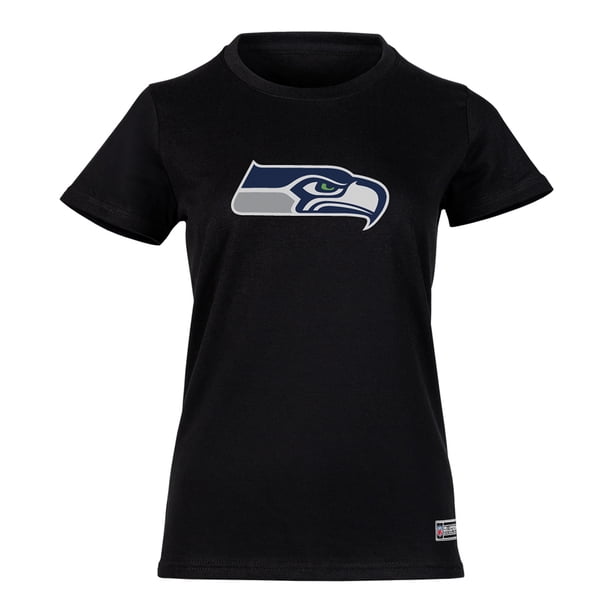 NFL Playera Aficionado Básica Seattle Seahawks Negro para Mujer, Talla Extra Grande