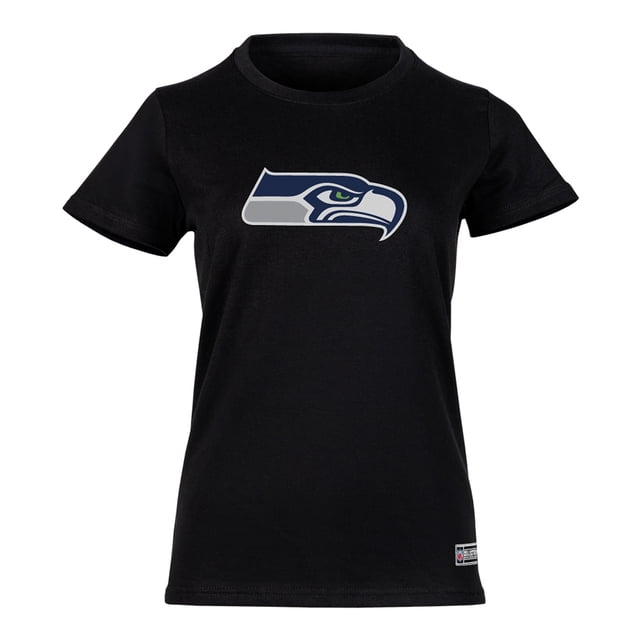 NFL Playera Aficionado Básica Seattle Seahawks Negro para Mujer, Talla Mediana