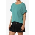 thumbnail image 3 of Women's PLUS Lightweight Woven Dolman Short Sleeve Boat Neck Relaxed Blouse Basic Top, 3 of 7