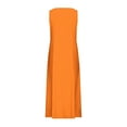 thumbnail image 5 of Homenesgenics Summer Dresses for Women under $10 Free Shipping Women's Sleeveless And Linen Round Neck Solid Color Long Dress With Pocket Orange L, 5 of 5