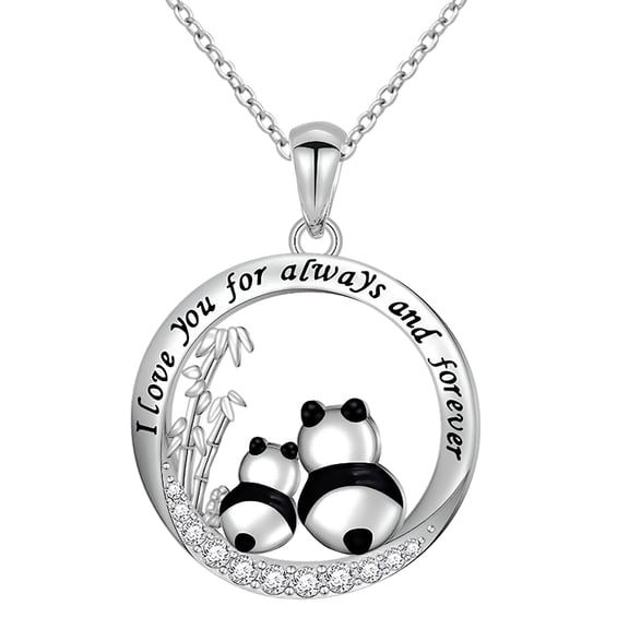 DESIGNICE Gifts for Women Silver Pandas Mother's Day Necklace, Birthday Valentine Jewelry Gift for Her, Wife, Girlfriend, Mom