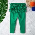 thumbnail image 2 of BOOMNY Toddler Girls Leggings Skiny Fit Pants for Girl Trendy Lace Trim Stretchy Lightweight Slim Fit Soft Athletic Joggers With Pocket, 2 of 5