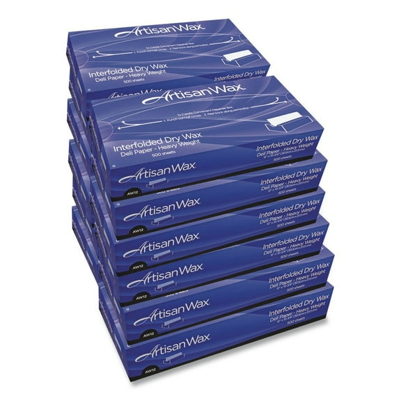 ArtisanWax 10 in. x 10.75 in. Interfolded Dry Wax Deli Paper - White (500 Sheets/Box, 12 Boxes/Carton)