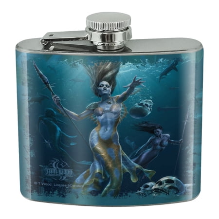 Mermaid Ocean Hunt Stainless Steel 5oz Hip Drink Kidney Flask