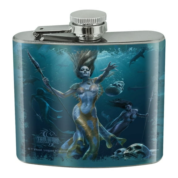 Mermaid Ocean Hunt Stainless Steel 5oz Hip Drink Kidney Flask
