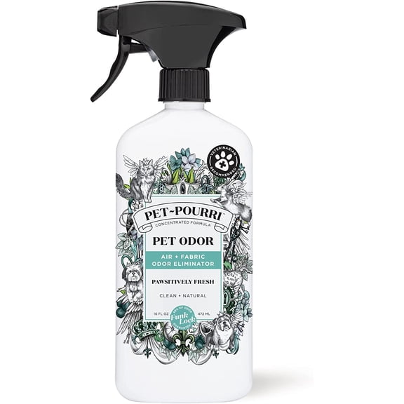 Pet-Pourri Pawsitively Fresh Pet Odor Deodorizer Spray, 16 Fl Oz, Up to 800 Uses, Air Fabric Odor Remover with Essential Oils & Plant Based Ingredients, Vet Recommended, Pineapple, Jasmine & Pear