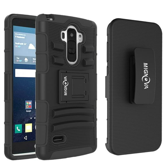 LG G6 Case, Mignova Rugged Plastic Heavy Duty Armor Holster Defender Full Body Protective Hybrid Case Cover with Kickstand and Belt Swivel Clip for LG G6 2017 Release (Black)