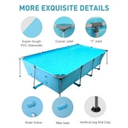 Naipo 15FT Rectangular Frame Swimming Pool Metal Outdoor Backyard Above Ground Pool Family Adults Splash