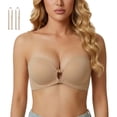 thumbnail image 2 of ZNQHFRE Front Closure Strapless Bra with Removable Strap, No Underwire Push Up Bra for Women Small Breast, 2 of 5