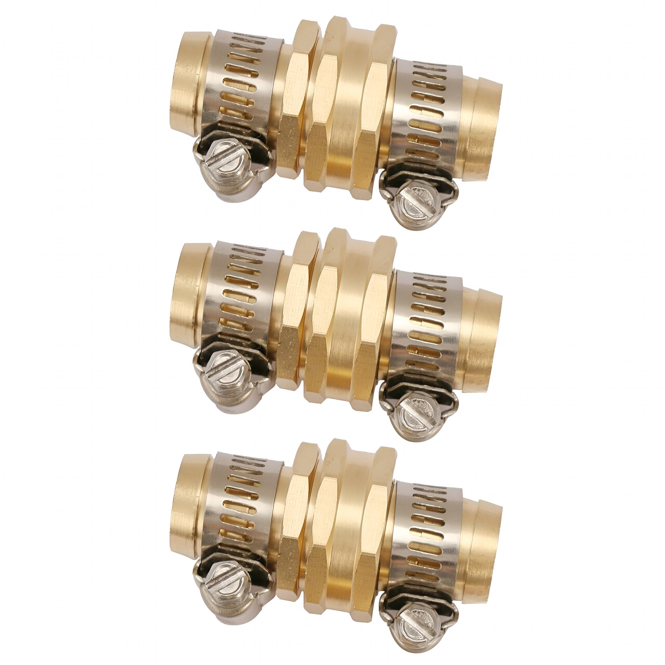 ICERUN Garden Hose Quick Connect Repair Fittings Set, 3/4in Brass Male And Female Ends with Clamps