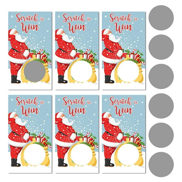 6 Pieces Christmas Scratch Off Cards Xmas Blank Holiday Scratch Cards with Winter Restaurant Business Patterns Tea For Small
