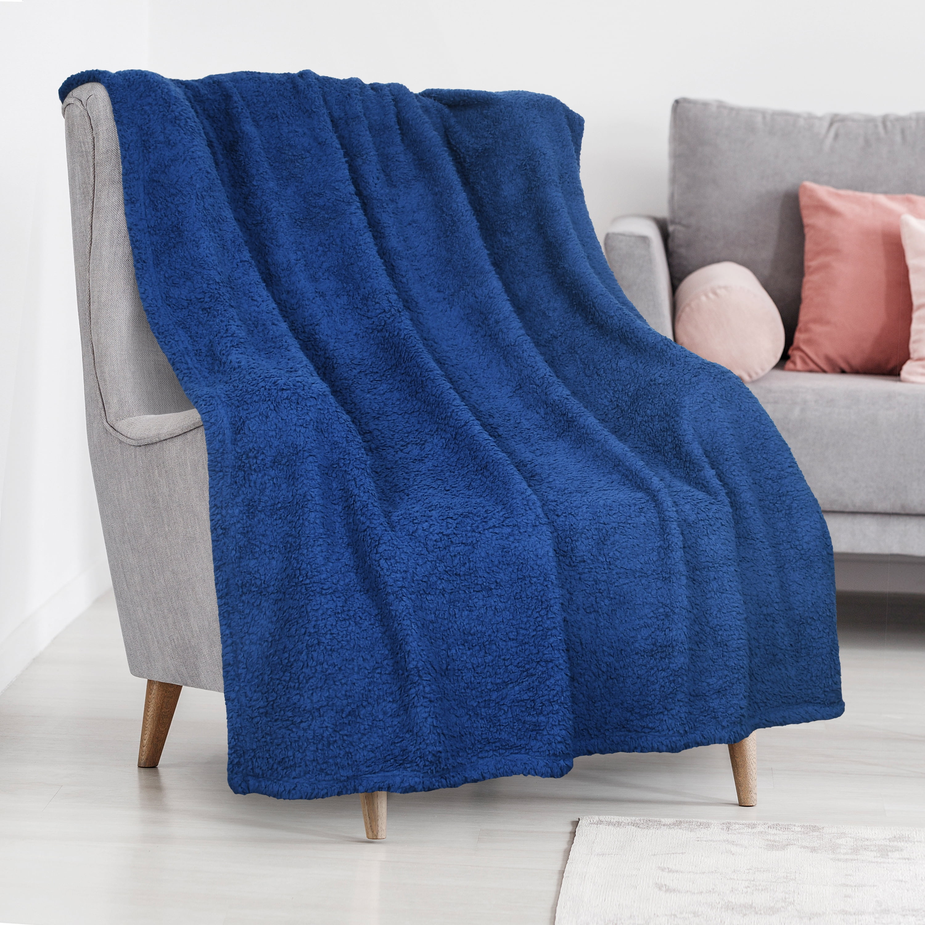 Sherpa Throw Blanket, Fuzzy Snuggle Blanket for Camping Traveling Couch