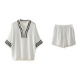 thumbnail image 4 of QGJZVUNL Boho 2 Piece Sets for Women Summer Outfits V Neck Top Elastic Waist Shorts Vacation Clothes Size 5XL, 4 of 5