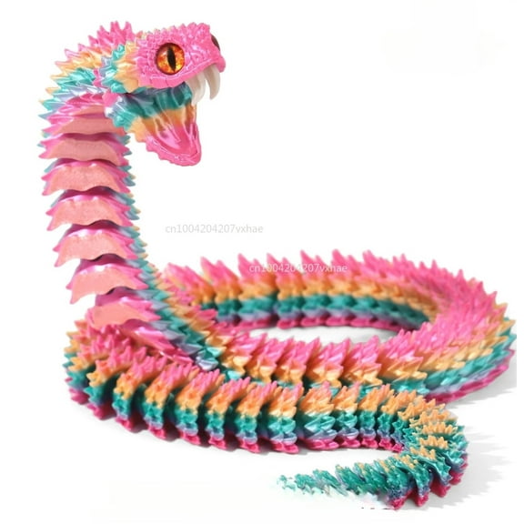 1pc Rainbow 1 3D Printed Snake Teeth Retractable Figurines Animal Model Fidget Desktop Snake Collectibles Home Desk Decor