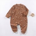 thumbnail image 2 of Gibobby Infant Newborn Baby Girls Clothes Soft Rompers 3 6 9 12 18 24Months 2T Long Sleeve Onesie Sleepwear Infant Baby Fall Winter Clothes(9-12 Months,Brown), 2 of 7