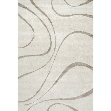 nuLOOM Carolyn Modern Shag Area Rug, 4' Square, Cream