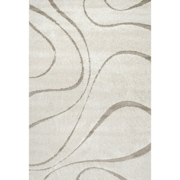 nuLOOM Krista Contemporary Swirls Shag Area Rug Beige/Brown 6' 7" x 9' Indoor
