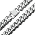thumbnail image 4 of QQTDFG Men Chain Necklace Stainless Steel Curb Link Choker 12/15/17/19mm Christmas Gift-34 inch or 86cm-12mm width-Silver, 4 of 6