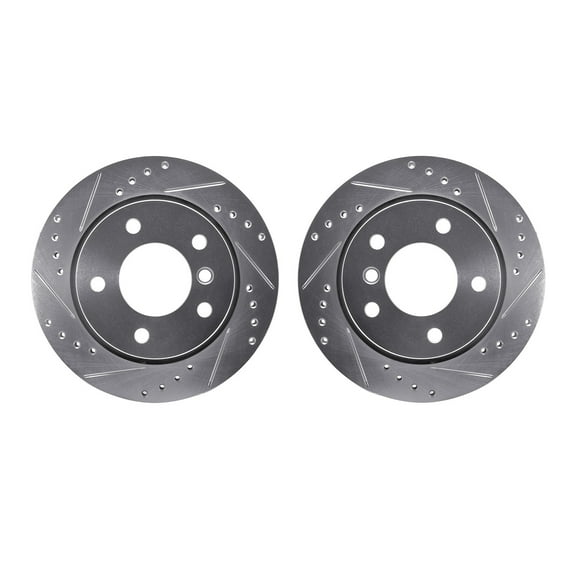 Dynamic Friction Company Rear Brake Rotors-Drilled and Slotted-Silver 7002-31078