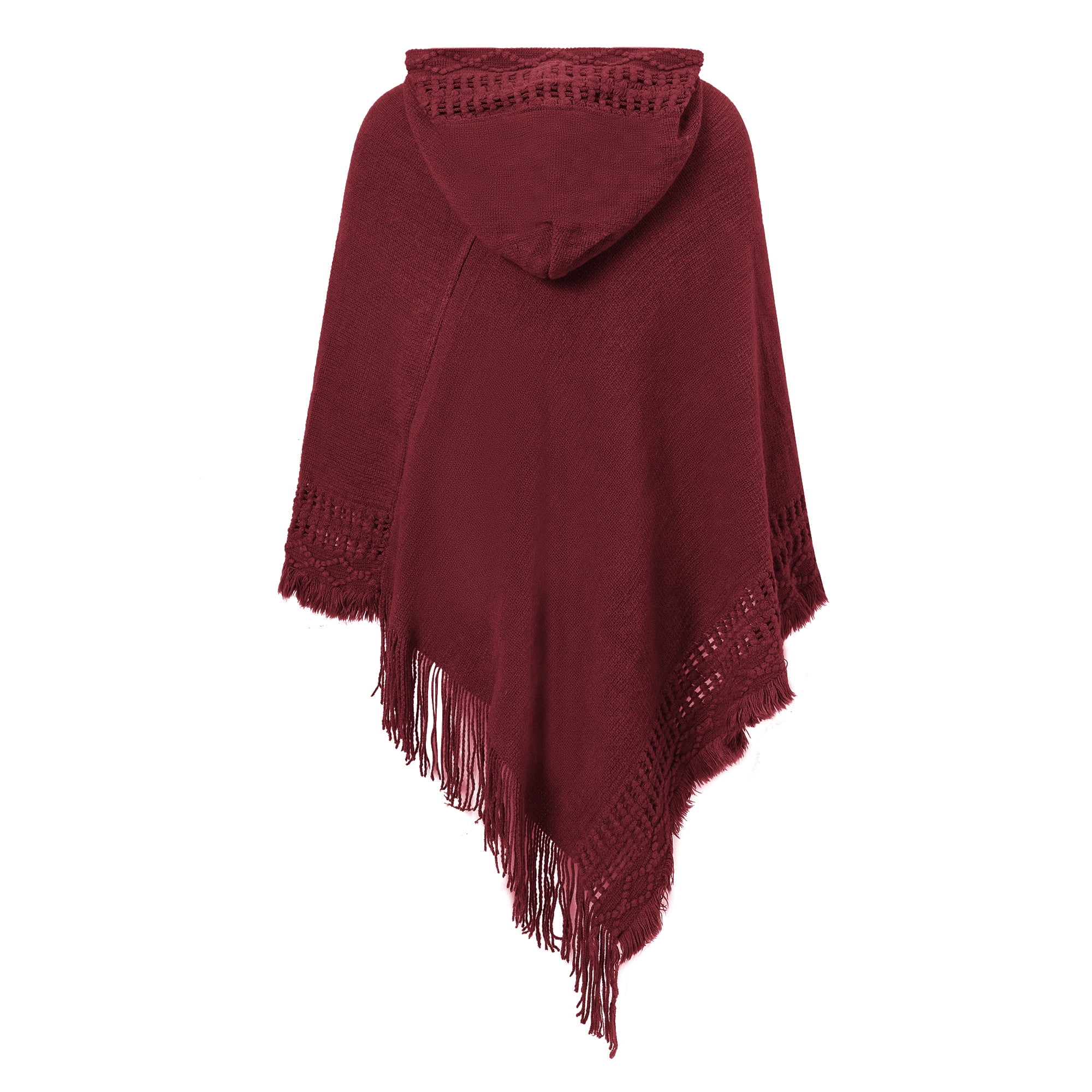 Hooded Poncho Cape Shawl Knitted Sweater Wrap Pullover Top