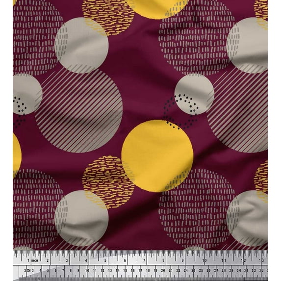 Soimoi Moss Georgette Fabric Abstract Circles Abstract Print Sewing Fabric Yard 42 Inch Wide