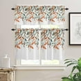 thumbnail image 2 of Orange Leaves Kitchen Curtains and Valances Set, Rod Pocket Curtains Tier Farmhouse Window Curtains 36 Inch Length, Fall Green Botanical Eucalyptus Leaf Plants 3 Piece Kitchen Curtains Set, 2 of 6