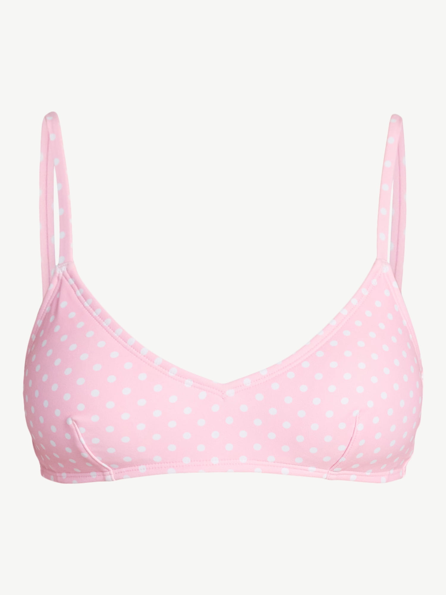 No Boundaries Femme Polka Dot Bralette Bikini Top, Women's XXS-XXL