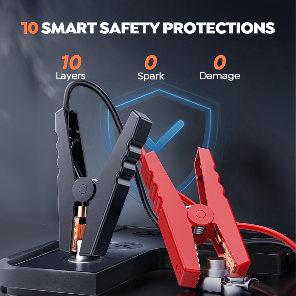 BUTURE 5000A Car Jump Starter with Air Compressor, 150PSI, Portable 12V Battery Booster for All Gas/10L Diesel, LCD Screen, LED Light