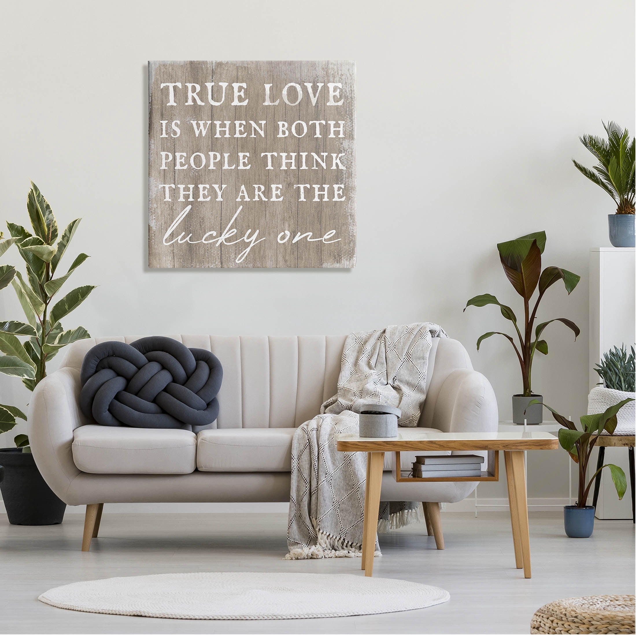 True Love Lucky Ones Romantic Phrase Inspirational Graphic Art Gallery Wrapped Canvas Print Wall Art