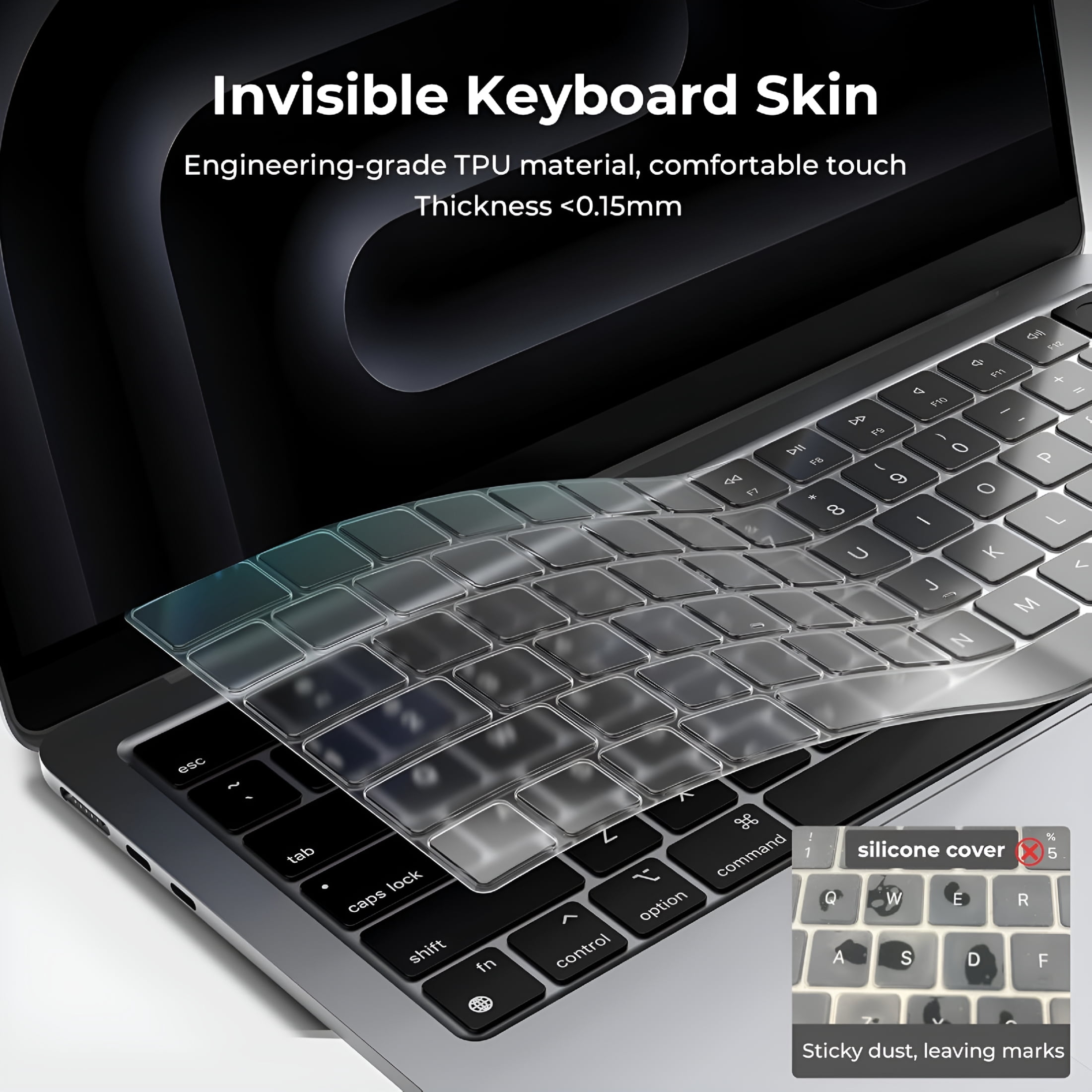 Keyboard Cover Skin Protector for MacBook Pro 14 16 Air 13 15 Neo, Clear TPU Waterproof Dustproof Laptop Accessories