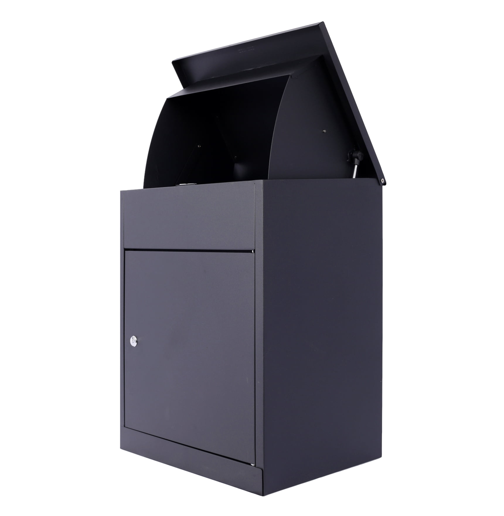 Package Delivery Box, Large Mailbox, Galvanized Steel Lockable - Outdoor Secure Parcel Drop Box for Porch, Curbside, Black