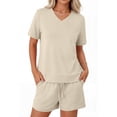 thumbnail image 2 of Sundazz Lounge Sets for Women Summer 2 Piece Outfits V Neck Shirts and Shorts Sets Casual Matching Sets, 2 of 7