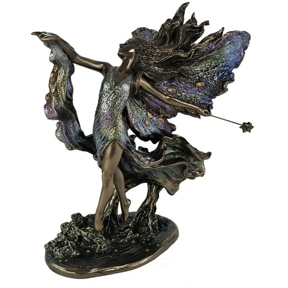 Veronese Design 9 5/8" Where Moon Beams Fall Josephine Wall Fairy Figurine Cold Cast Resin Statue Antique Bronze Finish Mystic Gifts