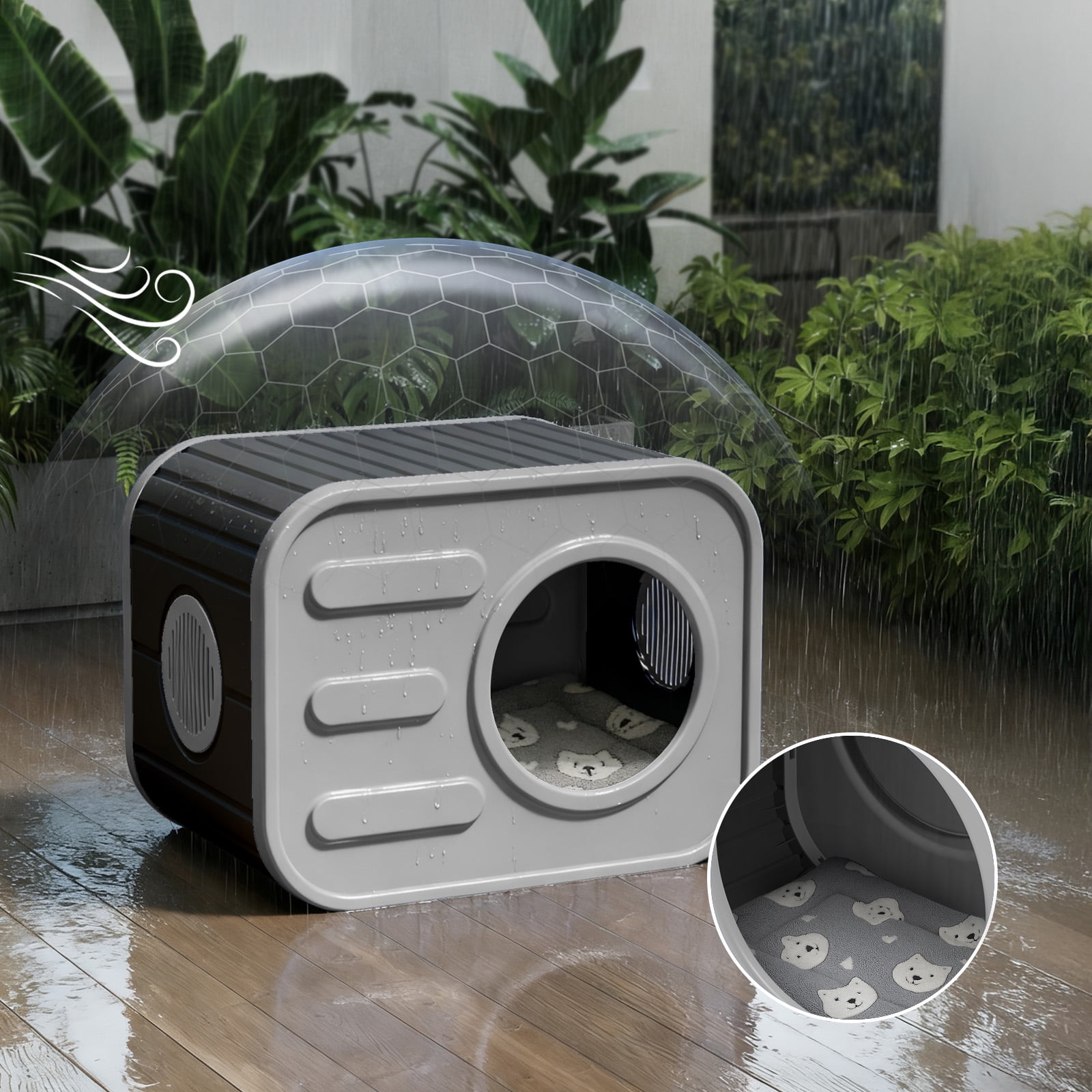 EasyUp Cat House for Indoor & Outdoor Cats, Resin Weatherproof Cat House with Camera-Shaped Design, Versatile for Home & Yard Use