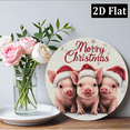 thumbnail image 6 of 2D Flat, 1pc Aluminum Christmas gift Rustic Merry Christmas Pig Sign, 8x8inch 20x20cm, Round Wall Decor, Vintage Festive Plaque, No Power Needed, Wall Hanging, Multi-Purpose Home Kitchen Decor Merry, 6 of 6
