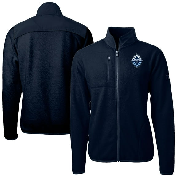 Men's-Cutter & Buck  Navy Vancouver Whitecaps FC Big & Tall Cascade Eco Sherpa Fleece Full-Zip Jacket