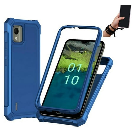 Phone Case for Nokia C110 Full Body ShockProof BP-Hybrid Blue Wrist Band /Crossbody#6