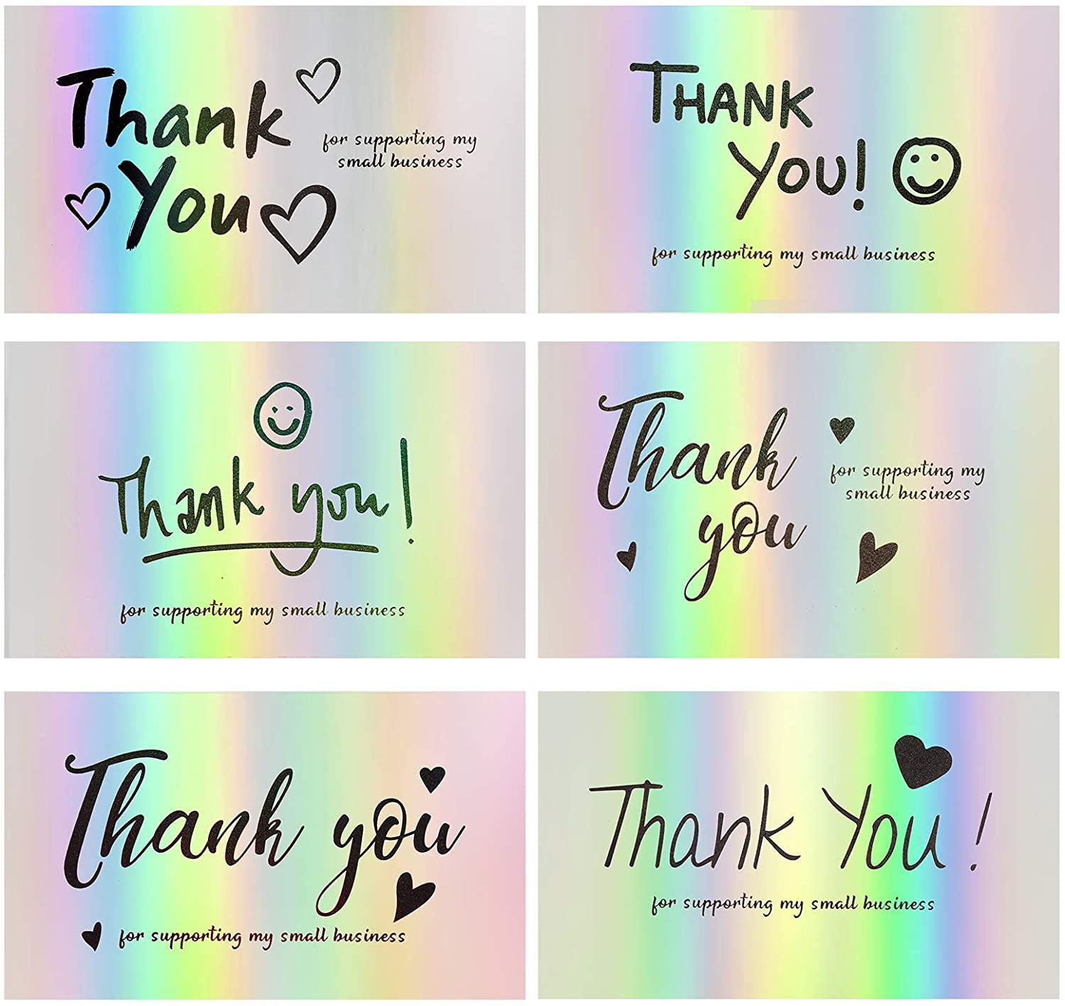 120pcs Thank You Cards Small Businessmini 6 Styles Thank You For