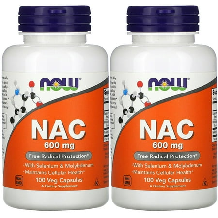Now Foods NAC-Acetyl Cysteine 600 mg, 100 Veg Capsules 2 Packs