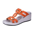 thumbnail image 5 of Xucatan Women's Metallic Wedge Slide Sandals, Peep Toe Slippers with Padded Footbed, Spring Summer Casual Footwear Gift, 5 of 9