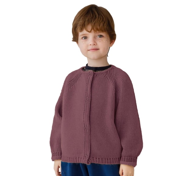 Kukoosong Toddler Girls' Boys' Sweater Cardigans Toddler Girls Clothes Long Sleeve Crew Neck Sweaters Solid Color Winter Coats Outerwear for 5 Years