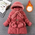 thumbnail image 2 of Povozer Girls' Long Winter Coats Warm Parka Lined Puffer Jacket Thicken Fleece Hooded Coat with Collar for Girls(Watermelon Red,9-10 Years), 2 of 6