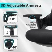 CLATINA Ergonomic High Swivel Executive Chair with Adjustable Height Head 3D Arm Rest Lumbar Support and Upholstered Back for Home Office Black