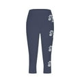 thumbnail image 4 of Pxkloy Women's Capris Leggings High Waist Floral Print Capris Knee Length Tummy Control Cropped Trouser Slim Fit Yoga Stretch Capris Pants 2025 Navy,S, 4 of 4