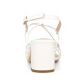 thumbnail image 2 of BLISSFUL STEP Style Women's Square Toe Knots Ankle Strap Block Heels Sandals Lime White 8, 2 of 6