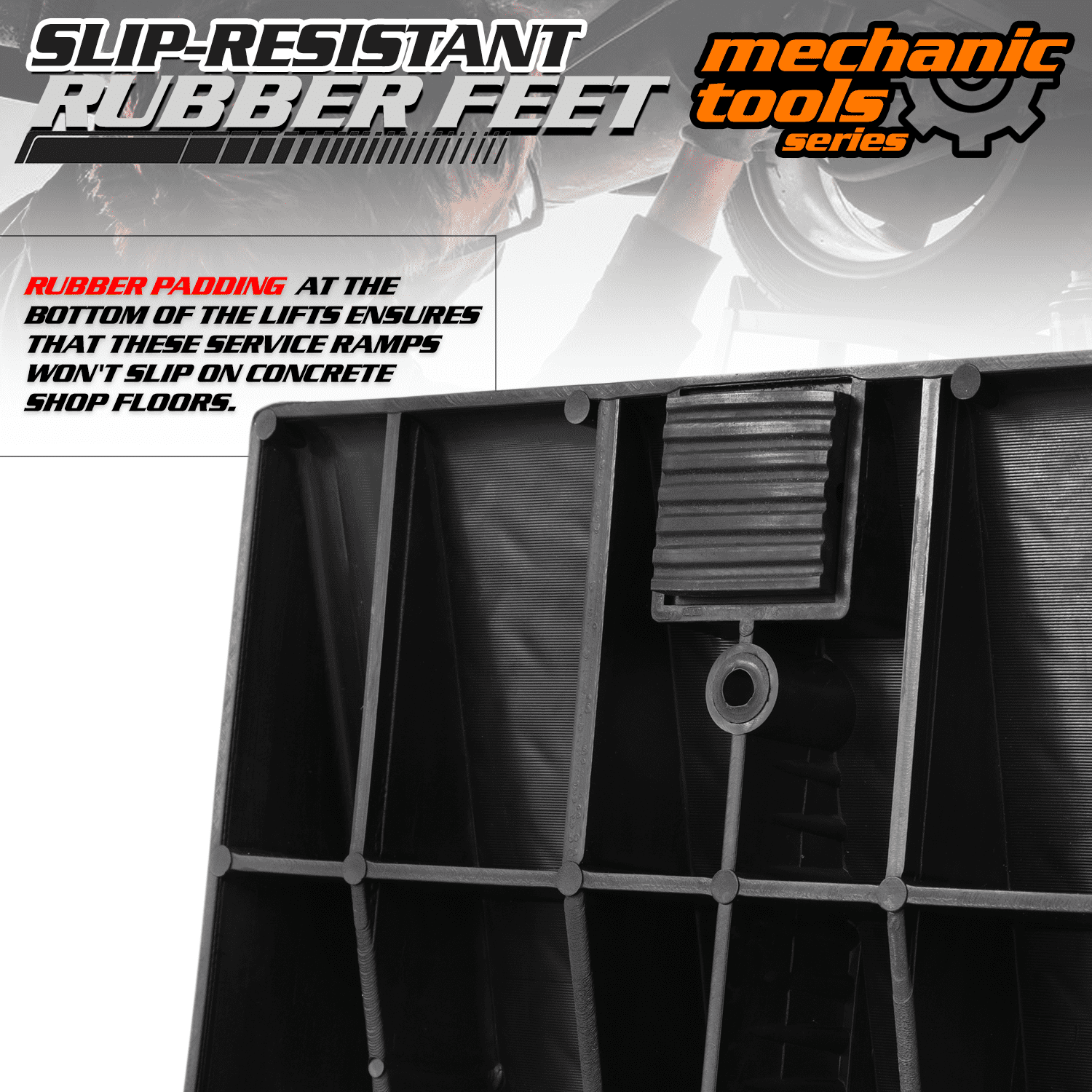 M-AUTO Heavy Duty Car Maintenance Ramp, 2PCS Plastic Incline Ramps With an Anti-Slip design, for Automobile Maintenance And Uphill Use