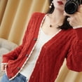 thumbnail image 4 of LOVE DOCK out lace plus size Knitted cardigan Women Korean slim long sleeve sweater Vintage Knitting tops Spring Sunscreen Shirt, 4 of 5