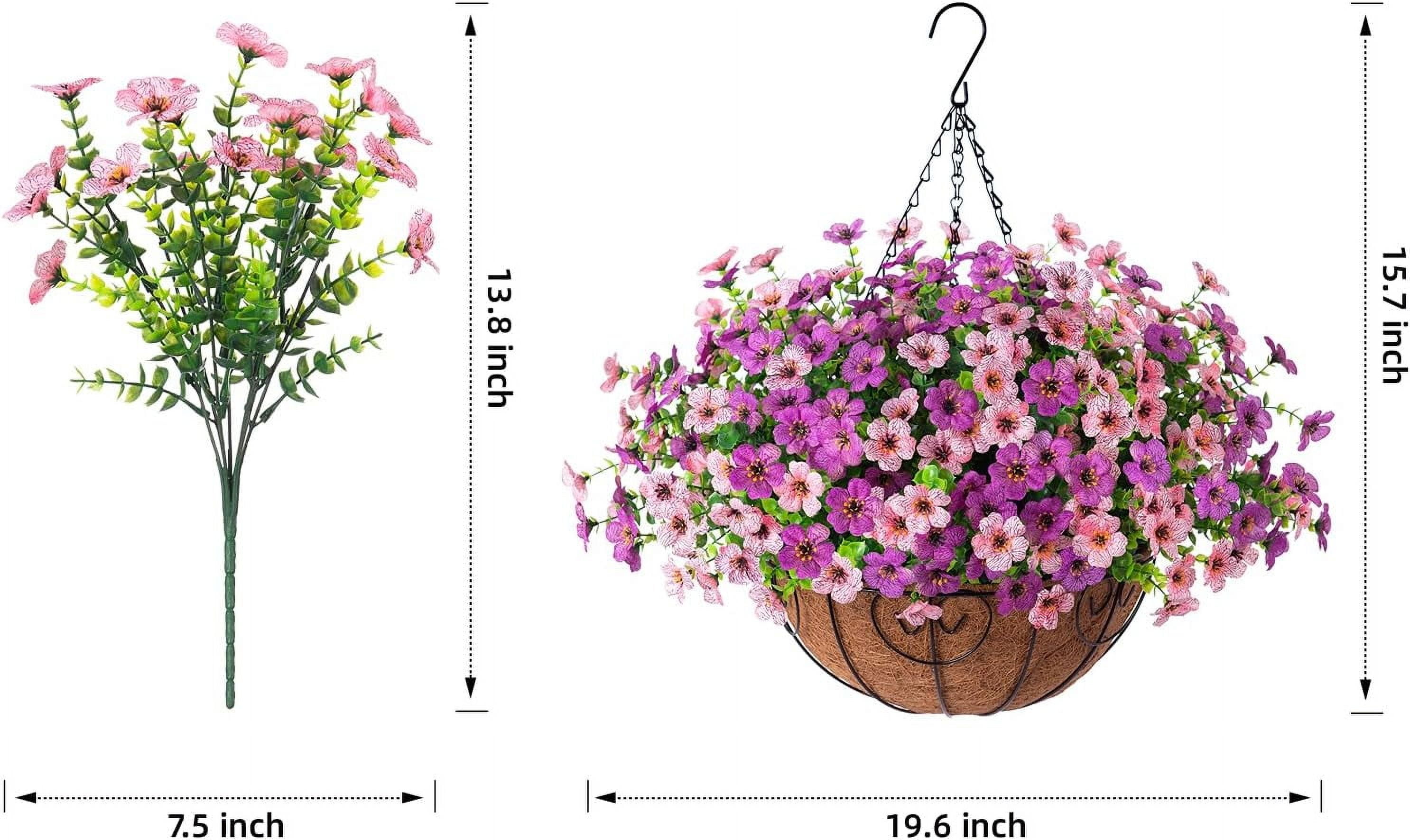 Artificial Fake Hanging Outdoor Outside Flowers Plants Basket for Summer Porch Decoration, Faux Silk UV Resistant Look Real Daisy in Planter for Patio Balcony Garden